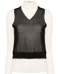 Undercover - Two-tone Sheer Cotton Top - Lyst
