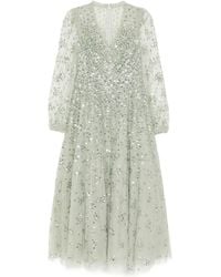 Needle & Thread - Leila Dot V-Neck Ankle Gown - Lyst