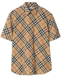 Burberry - Sand Ip Check -shirt Voor Mannen - Lyst