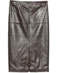 FEDERICA TOSI - Crocodile-Effect Leather Midi Skirt - Lyst