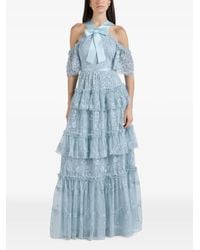 Needle & Thread - Primrose Ruffled Floral-Embroidered Maxi Gown - Lyst