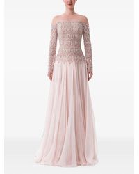 Dina Melwani - Crystal-Embellished Off-Shoulder Maxi Dress - Lyst