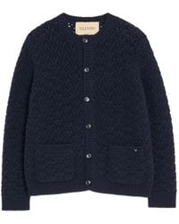 Valentino Garavani - Wool And Cashmere Cardigan With Metallic V Detail - Lyst