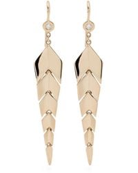 Jacquie Aiche - 14Ct Small Fishtail Diamond Earrings - Lyst