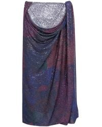 Maison Margiela - Printed Paillettes Draped Maxi Skirt - Lyst