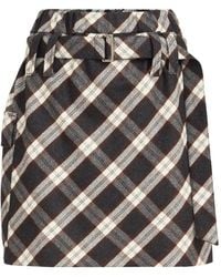 Brunello Cucinelli - Virgin Wool Prince Of Wales Flannel Utility Mini Skirt - Lyst