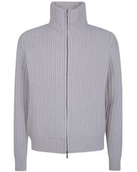 Barba Napoli - Zip-Up Ribbed-Knit Cardigan - Lyst