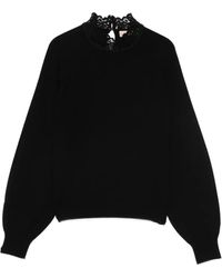 Twinset - Trui Met Hoge Hals En Kant - Lyst
