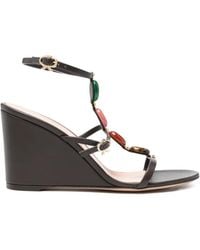 Gianvito Rossi - Shanti Stone-Embellished Wedge Sandals - Lyst
