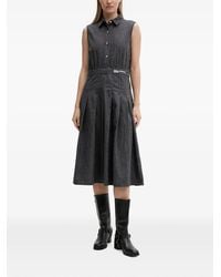 KARL LAGERFELD - Pleated Sleeveless Cotton Midi Shirt Dress - Lyst