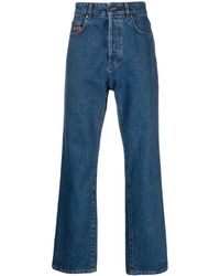 MSGM - Logo-embroidered Straight-leg Jeans - Lyst