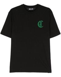Just Cavalli - T-Shirt mit Logo-Stickerei - Lyst