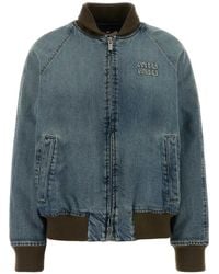 Miu Miu - Zip-Up Denim Bomber Jacket - Lyst
