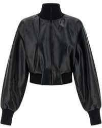 Norma Kamali - Faux Leather Bomber Jacket - Lyst