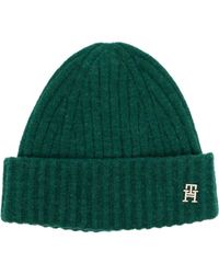 Tommy Hilfiger - Logo-plaque Ribbed Knit Beanie - Lyst