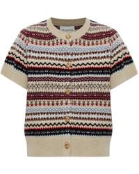 Munthe - Fair Isle Short-Sleeve Cardigan - Lyst