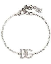 Dolce & Gabbana - Crystal-Embellished Logo-Charm Bracelet - Lyst