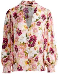 Alice + Olivia - Reilly Floral-print Satin Blouse - Lyst