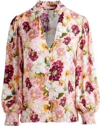 Alice + Olivia - Reilly Floral-Print Satin Blouse - Lyst