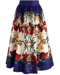 Alice + Olivia - Printed Midi Skirt - Lyst