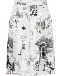 Thom Browne - Falda Hector Plisada De Sarga Y Seda - Lyst