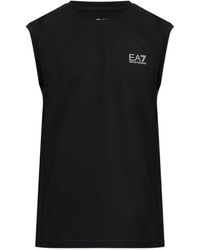 EA7 - Logo-Print Sleeveless T-Shirt - Lyst