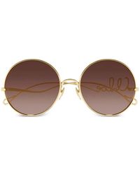 Chloé - Round-Shape Log-Detail Sunglasses - Lyst