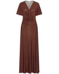 Marella - Dotted V-Neck Midi Dress - Lyst