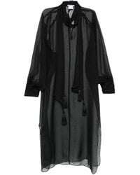 Parlor - Tassel-Detail Sheer-Finish Blouse - Lyst