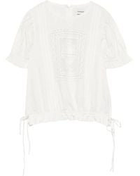 Damson Madder - Mabel Lace-Panelled Puffed-Sleeve Blouse - Lyst
