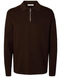 SELECTED - Teller Half-Zip Polo Shirt - Lyst