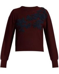 Erdem - Floral-Embroidered Merino-Wool Sweater - Lyst
