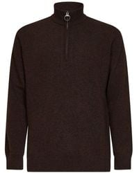 Barbour - Holden Tartan-Patch Half-Zip Sweater - Lyst