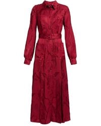 Elie Saab - Long-Sleeve Belted Midi Dress - Lyst