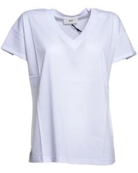 SOLOTRE - Cotton V-Neck T-Shirt - Lyst