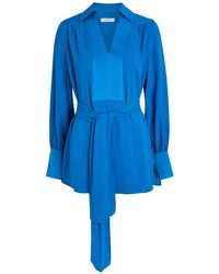 JOSEPH - Belted Pintuck-Detail Blouse - Lyst