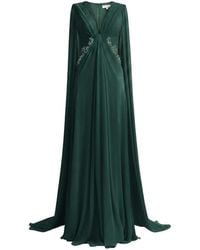 Gemy Maalouf - Draped V-Neck Beaded Maxi Dress - Lyst