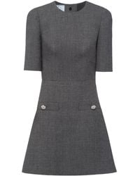 Prada - Button-embellished Virgin Wool Miniress - Lyst