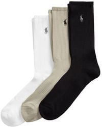 Polo Ralph Lauren - Logo-Embroidered Ribbed Socks (Set Of Three) - Lyst