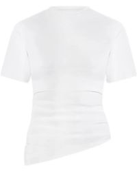 Manière De Voir - Pauline Ruched Asymmetric Cotton T-Shirt - Lyst
