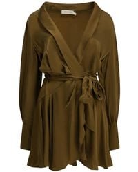 Zimmermann - Silk Wrap-Style Mini Dress - Lyst