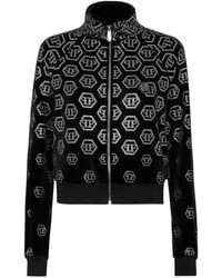 Philipp Plein - Monogram Rhinestone Zipped Sweatshirt - Lyst