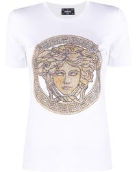 Versace - La Medusa Crystal-embellished T-shirt - Lyst