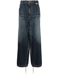 Maison Mihara Yasuhiro - Halbhohe Wide-Leg-Jeans mit Kontrasteinsatz - Lyst