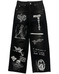 Mixed Emotions - Graphic-Print Distressed Jeans - Lyst