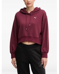 PUMA - Cropped Logo-Embroidered Hoodie - Lyst