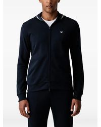 Emporio Armani - Logo-Embroidered Zip-Up Hoodie - Lyst