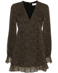 Saint Laurent - Vestido corto con estampado de leopardo - Lyst