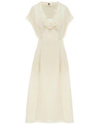 Sleeper - Genus Rosa Satin-Midikleid mit Spitzenbesatz - Lyst