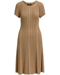 Ralph Lauren - Robe Nervurée En Maille Torsadée À Coupe Mi-Longue - Lyst